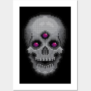 Grey Skull - Pink Eyes Posters and Art